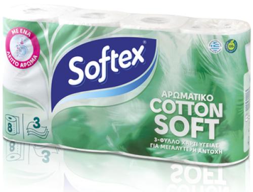 Χαρτί Υγείας 3φ Cotton Soft Αρωματικό Softex (8ρολά*85g) 